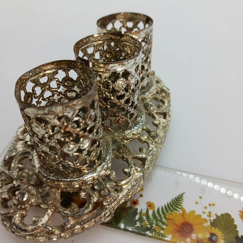 Antique Pen Lipstick or Make up Holder 3 Slots Mid Century Hollywood Regency